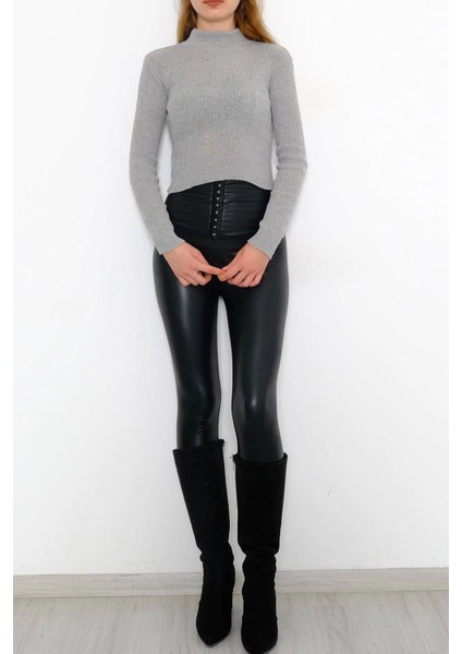 Yarım Balıkçı Crop Triko Gri - 885.1319. indirimleri