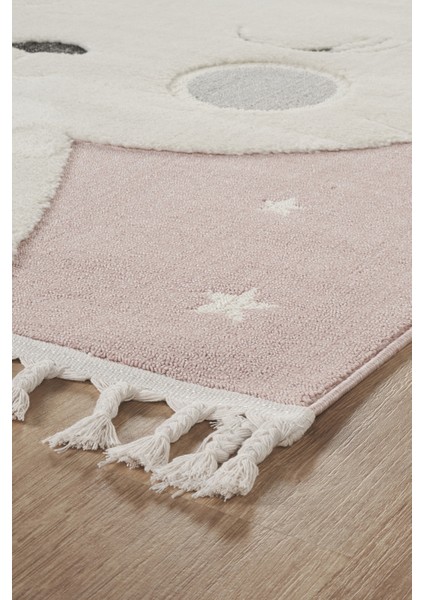 Quincey Bukleli Yumuşak Peluş Post Pembe Çocuk Odası Halı Kız Çocuk Halısı