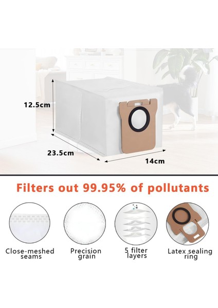 Dreame L10S ULTRA,L10 ULTRA,L10 PRIME,L20 Ultra Uyumlu Mop Paspas,toz Torbası Yedek Seti-4 Parça