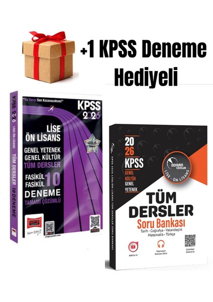 2026 Kpss Lise Ön Lisans 10 Deneme + Kpss Tüm Dersler Soru Bankası +1 Kpss Deneme Hediye