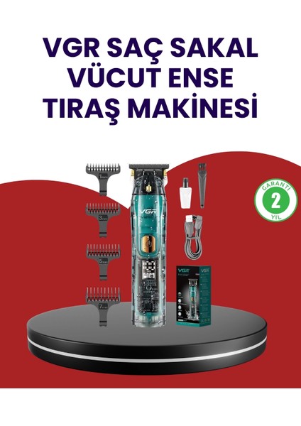Vgr V-695 Şarjlı Profesyonel Erkek Saç Sakal Tıraş Makinesi Ipx7 Su Geçirmez