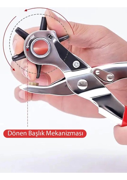 6 Farklı Uçlu Kemer Delme Pensesi Deri Kemer ve Kumaş Için Ayarlanabilir Delik Açıcı El Aleti