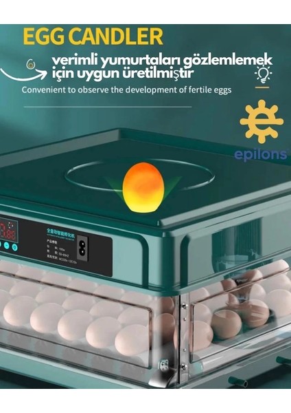 Kuluçka Makinesi 130 Tavuk Yumurtalı Extra Yedek Motorlu Incubator