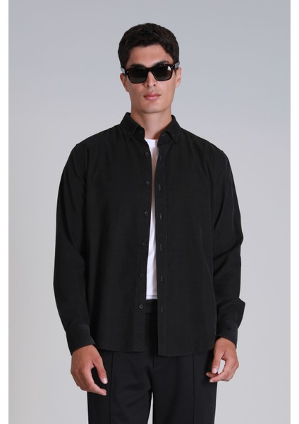 Water Erkek Basic Gömlek Slim Fit Antrasit