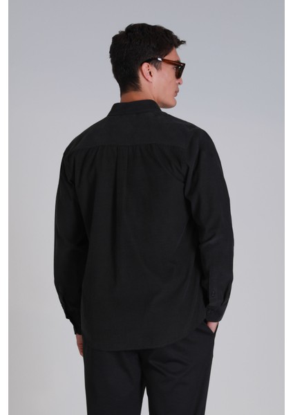 Water Erkek Basic Gömlek Slim Fit Antrasit