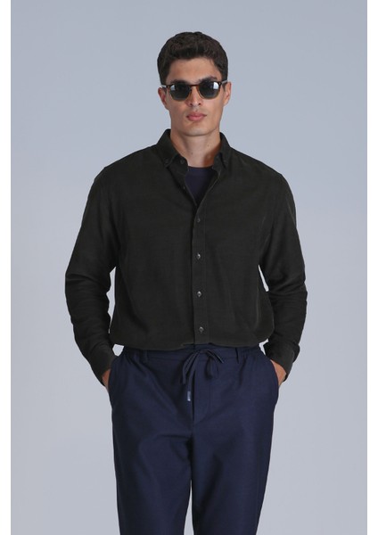 Water Erkek Basic Gömlek Slim Fit Antrasit