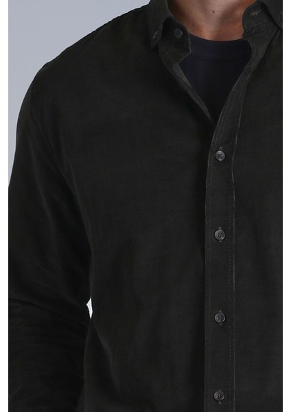 Water Erkek Basic Gömlek Slim Fit Antrasit