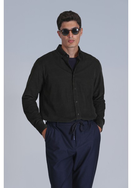 Water Erkek Basic Gömlek Slim Fit Antrasit