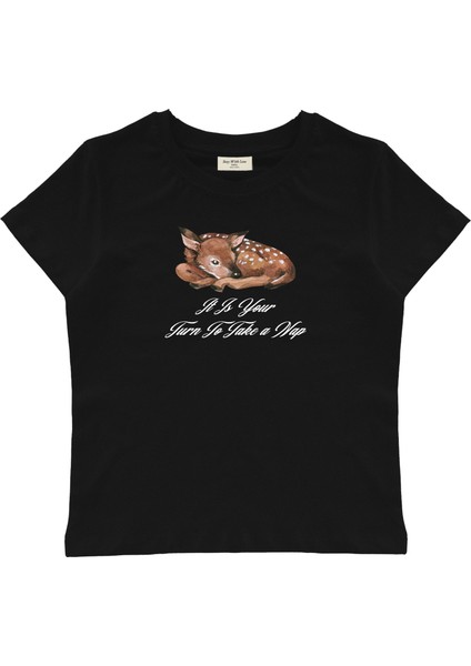 Take A Nap Baskılı Baby Tee Crop Top