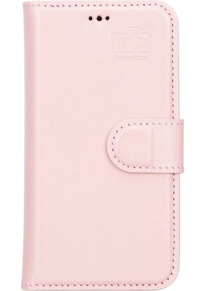 Apple iPhone 13 Mini Uyumlu Deri Cüzdanlı Kılıf Nu2 Pembe fırsatları