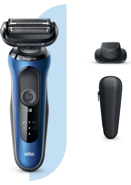 Kablosuz Tıraş Makinesi, Sensoflex, Easyclick, Islak & Kuru, Mavi, Seri 6 B1200S
