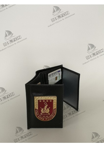 Kara Kuvvetleri Metal Rozetli Klasik Deri Cüzdan