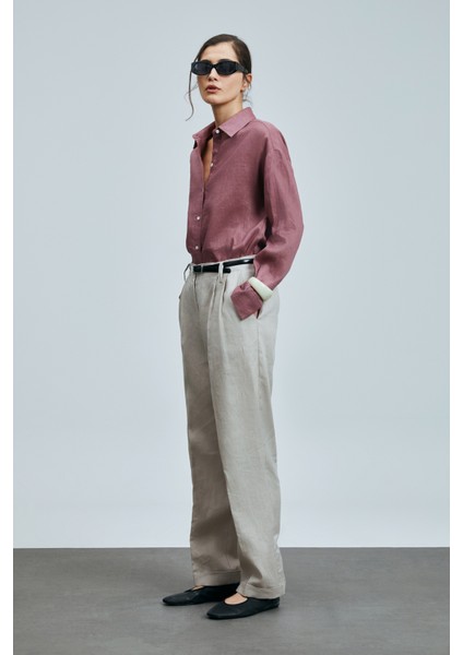 Navasa Kadın Keten Pantolon Siyah