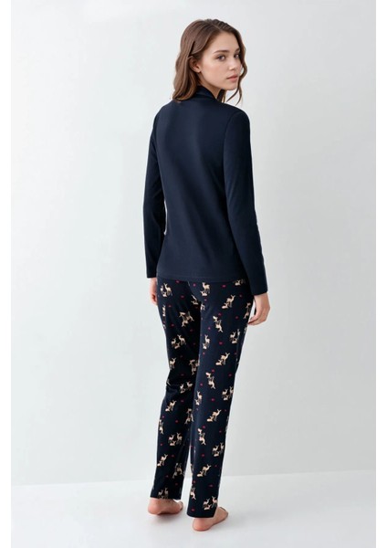 %100 Pamuklu Anne & Kız Çocuk Baskılı Lacivert Ikili Pijama Takımı L1.AR.345.0.002 fiyatları