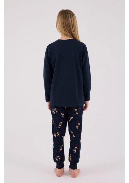 %100 Pamuklu Anne & Kız Çocuk Baskılı Lacivert Ikili Pijama Takımı L1.AR.345.0.002 fırsatları