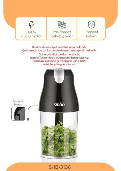 4 Bıçaklı 1.5l Doğrayıcı 300W Beyaz, Pratik ve Güçlü Mutfak Aleti