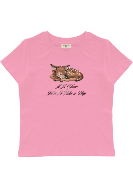 Take A Nap Baskılı Baby Tee Crop Top