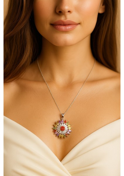 Gümüş Renk Güneş Mix Sf Zincir Çelik Kolye - 3637 fiyatları