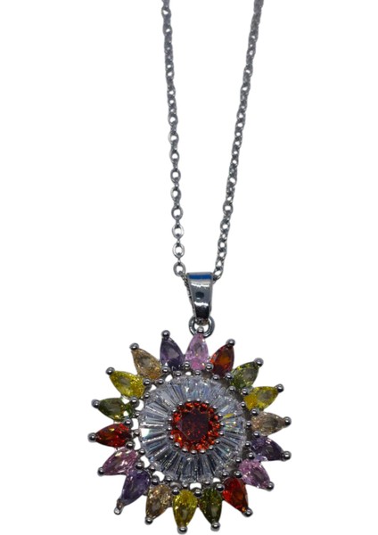 Gümüş Renk Güneş Mix Sf Zincir Çelik Kolye - 3637 fırsatları