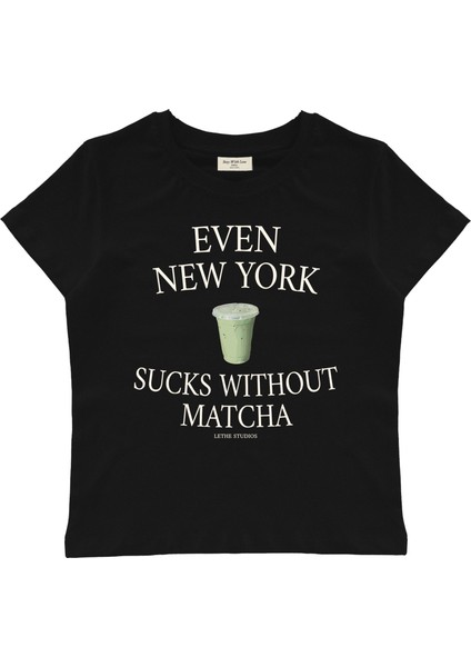 Matcha Baskılı Baby Tee Crop Top