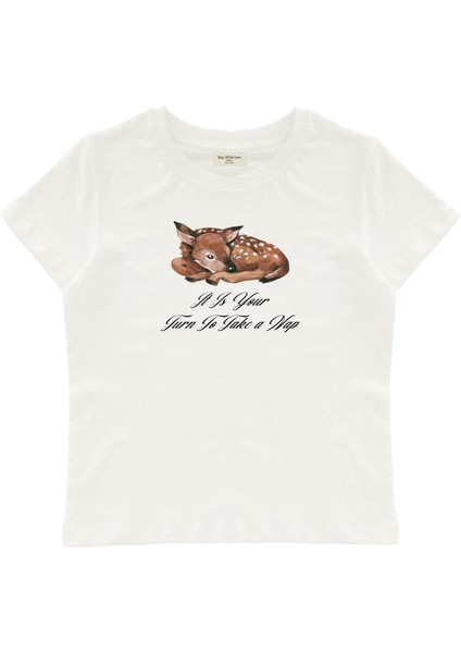 Take A Nap Baskılı Baby Tee Crop Top