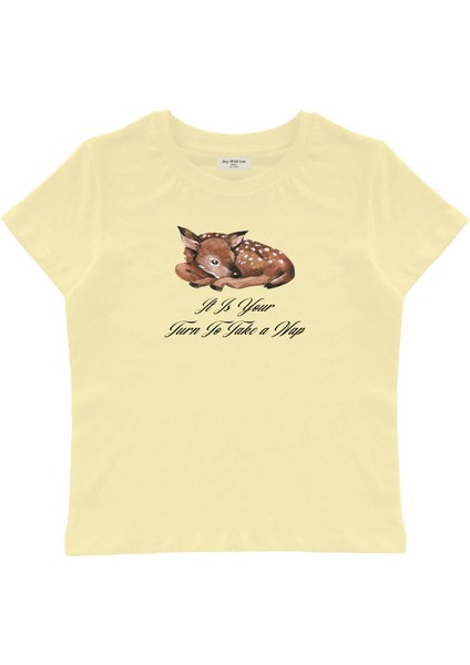 Take A Nap Baskılı Baby Tee Crop Top