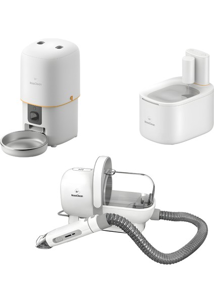 Akıllı Mama Kabı + Kablosuz Akıllı Su Kabı + Bakım Kiti Süper 3 Lü Aile Seti