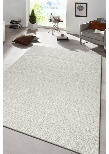 Modern Geometrik Tasarımlı Jüt Dokuma Loop Sisal Krem Renk Halı modelleri