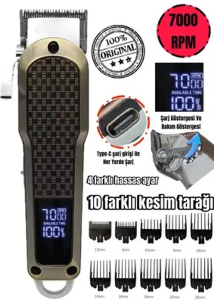 Kahverengi Çok Fonksiyonlu Profesyonel Saç Sakal Vücut Tıraş Makinesi