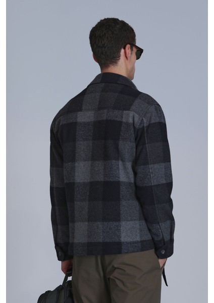 Broken Erkek Basic Gömlek Slim Fit Siyah