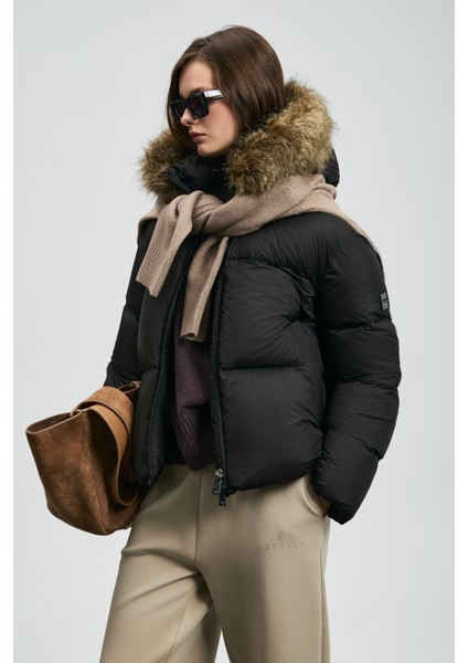 Sunshıne Kaz Tüyü Kadın Mont Siyah