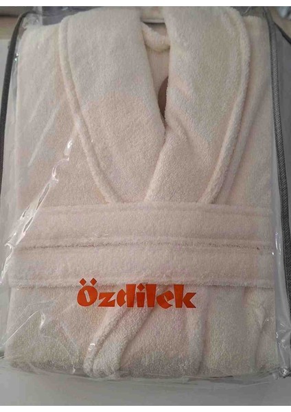 Xl Beden Seri Sonu Tek Bornoz Krem Renk %100 Pamuk