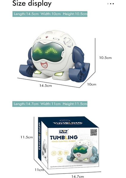 Ses Kontrollü Robot | 360° Hareketli LED Işıklı Akıllı Oyuncak Robot