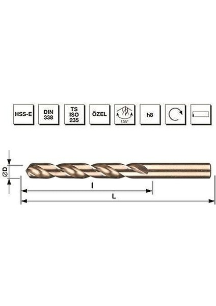 Mte Makina Takım Matkap Ucu Hss Altın Seri 11 mm
