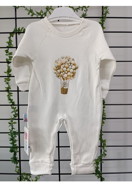 baby Bebek Pamuklu Balon Baskılı Tulum - Uzun Kollu ve Rahat