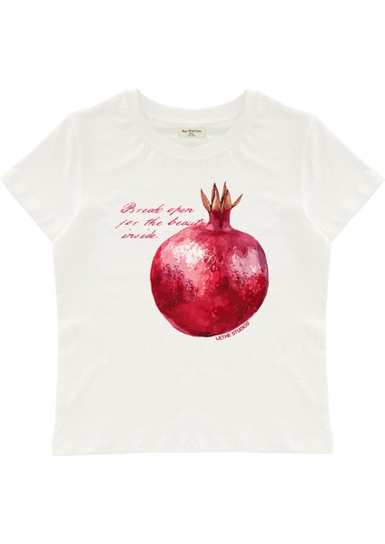 Pomegranate Baskılı Baby Tee Crop Top