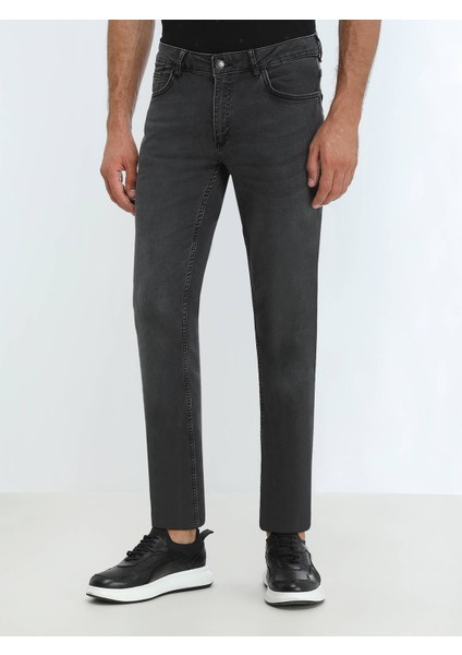 Koyu Gri Slim Fit Denim Pamuk Karışımlı Pantolon indirimleri