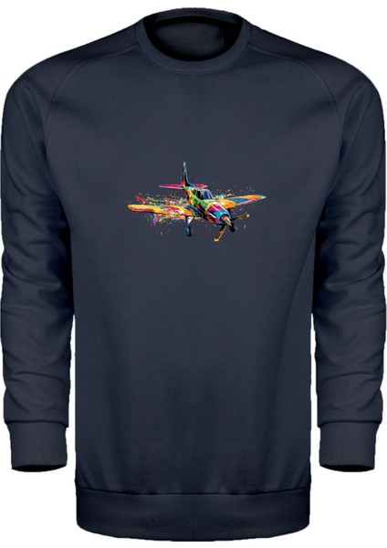 Renkli Pervaneli Uçak Unisex Sweatshirt