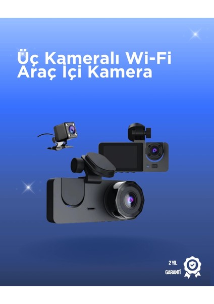 Gelişmiş G-Sensörlü Üçlü Araç Kamerası – 5” LCD Ekran ve Hareket Algılama