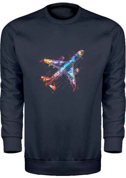 Neon Yolcu Uçağı Unisex Sweatshirt