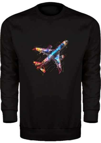 Neon Yolcu Uçağı Unisex Sweatshirt