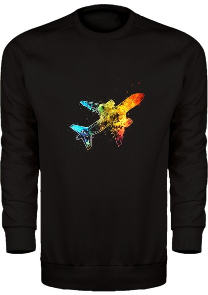 Renkli Yolcu Uçağı Unisex Sweatshirt