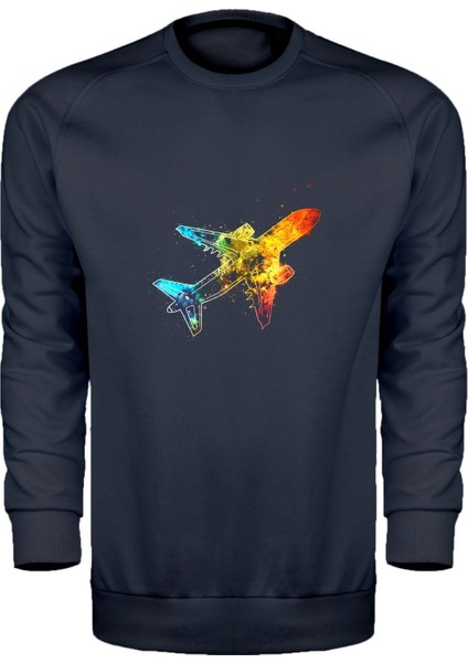 Renkli Yolcu Uçağı Unisex Sweatshirt
