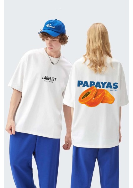 Unısex Oversıze Papayas Sırt Baskılı T-Shırt