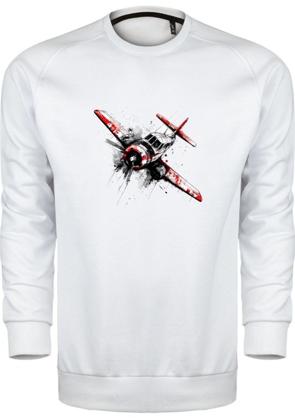Uçak Temalı Unisex Sweatshirt