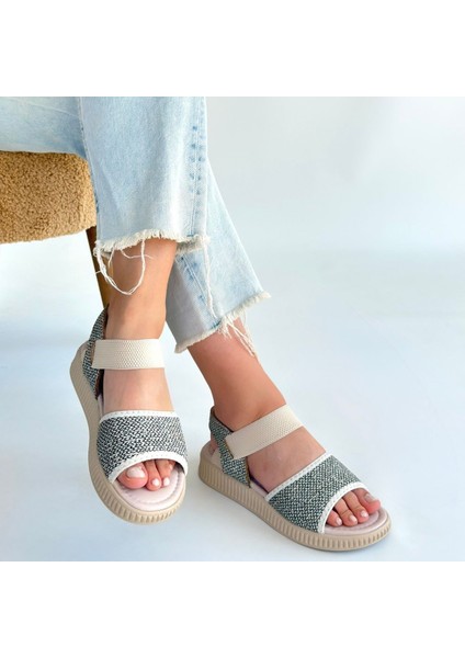 Lastikli Hasır Ortopedik Sandalet Cilt Yeşil Topuk Boyu 2 cm fırsatları