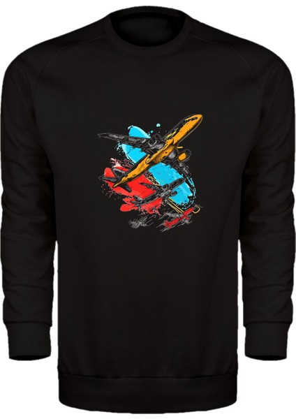 Renkli Yolcu Uçakları Unisex Sweatshirt