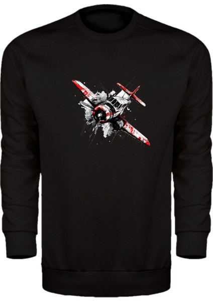 Uçak Temalı Unisex Sweatshirt