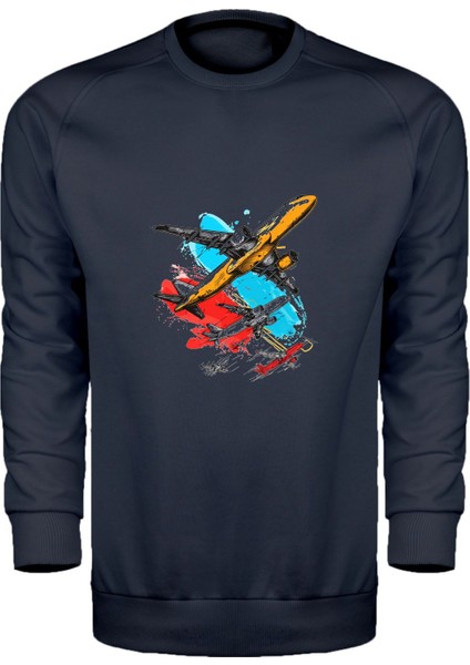 Renkli Yolcu Uçakları Unisex Sweatshirt