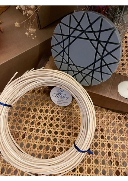 Rattan Core Doğal Bambu Çubuk 2 mm 100 gr ve Rattan Örme Kalıbı 2 Si Birlikte
